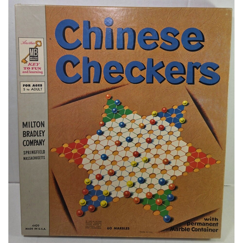 Vintage 1962 Milton Bradley Chinese Checkers Game Board Complete 60 Marbles